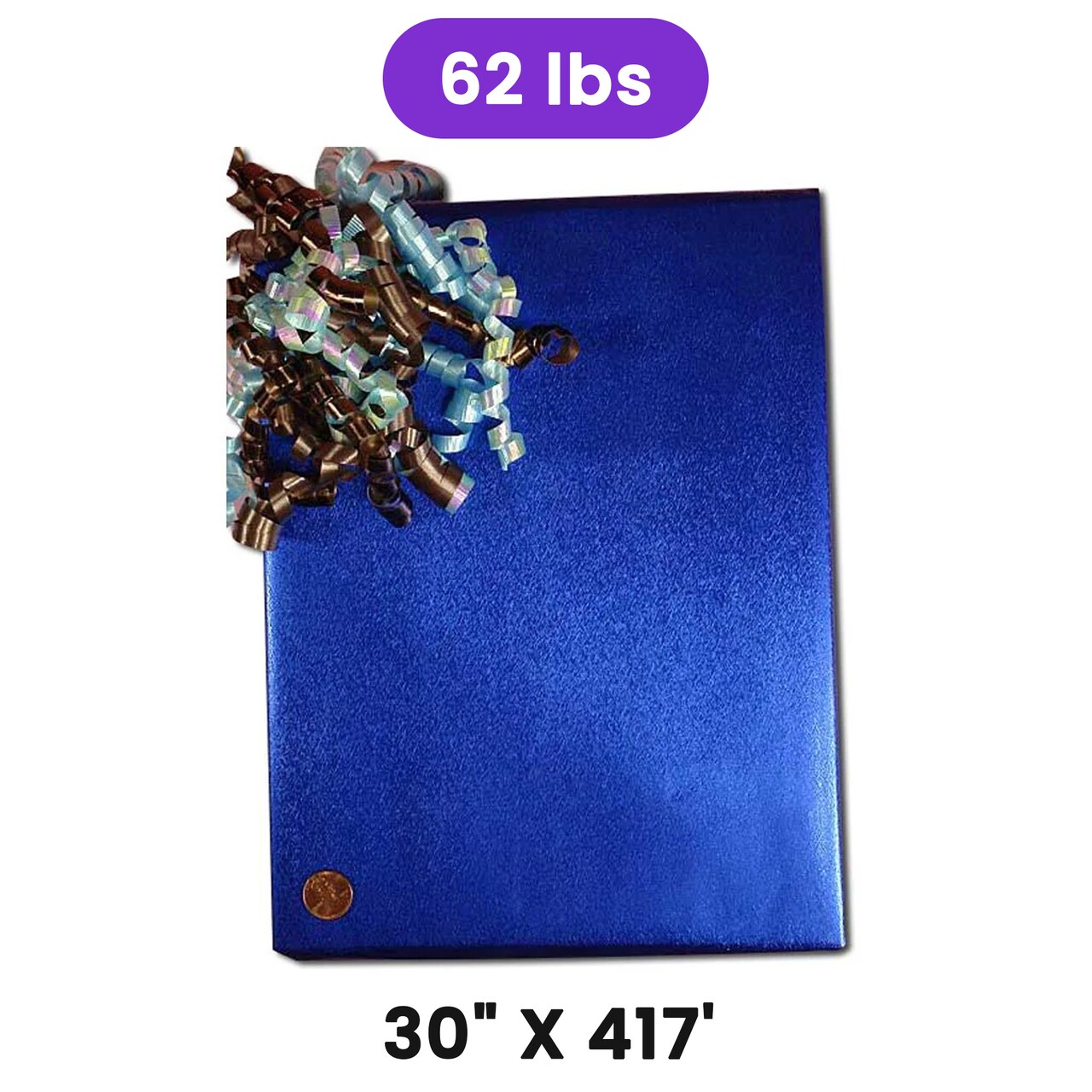 Royal Blue Embossed Metallic Wrapping Paper Pattern 30" x 833" Jumbo Roll